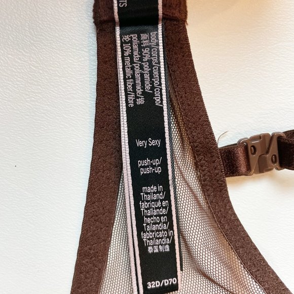 NWOT Victoria's Secret Bra 32D Very Sexy Push-Up Brown Metallic Lace - Picture 7 of 7